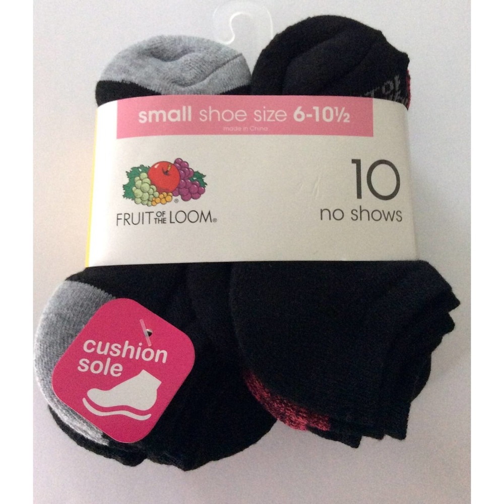 Fruit of the Loom No Show 10 pack Girls Socks
